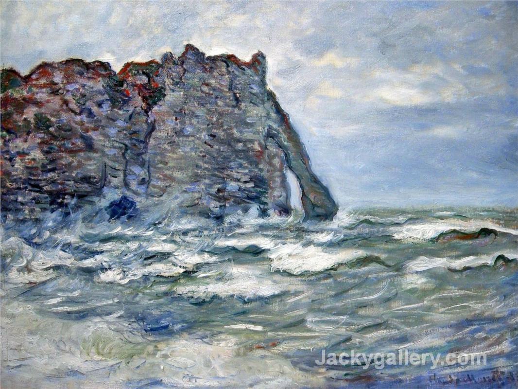 Port d Aval, Rough Sea by Claude Monet paintings reproduction